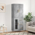 vidaXL Buffet haut Gris béton 69 5x34x180 cm Bois d'ingénierie