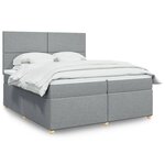 vidaXL Sommier à lattes de lit avec matelas Gris clair 200x200cm Tissu