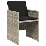 vidaXL Chaises de jardin avec coussins lot de 4 gris clair poly rotin