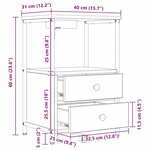 vidaXL Table de nuit avec station de chargement Chêne marron