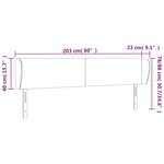 vidaXL Tête de lit avec oreilles Gris clair 203x23x78/88 cm Tissu