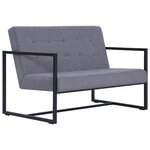 vidaXL Canapé-lit à 2 places avec accoudoirs gris clair acier et tissu