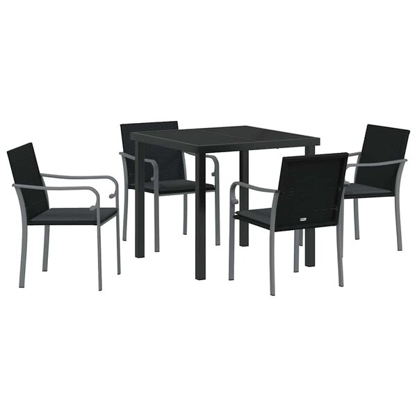 vidaXL Ensemble de salle à manger pour jardin 5 Pièces Noir Poly rotin