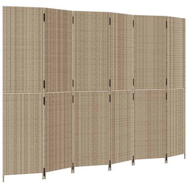 vidaXL Cloison de séparation 6 panneaux beige résine tressée
