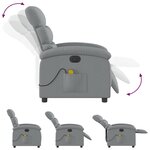 vidaXL Fauteuil de massage inclinable électrique gris clair tissu