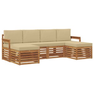 vidaXL Ensemble de canapés d'extérieur 6 pc Naturel et Beige
