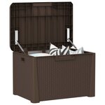 vidaXL Boîte de rangement jardin coussin de siège marron 125 L PP