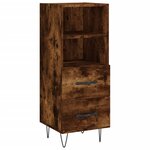 vidaXL Buffet haut Chêne fumé 34 5x34x180 cm Bois d'ingénierie