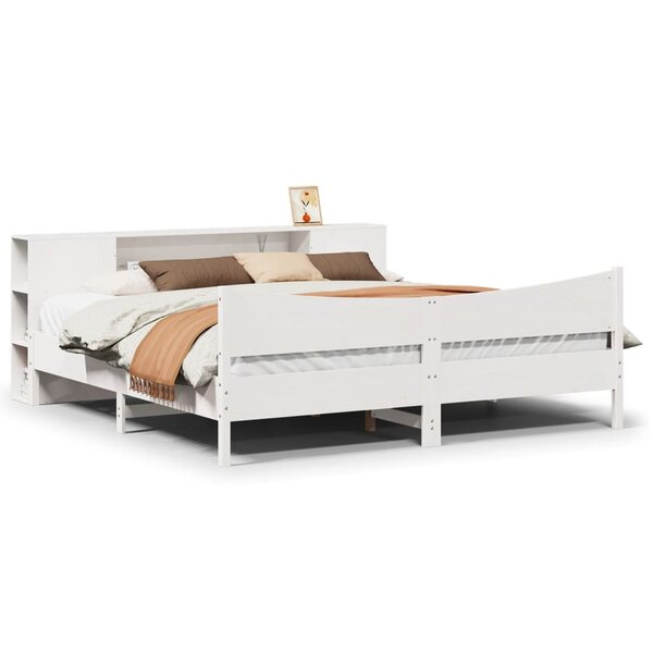 vidaXL Cadre de lit sans matelas blanc 200x200 cm bois massif de pin