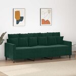 vidaXL Canapé à 3 places Vert foncé 180 cm Velours
