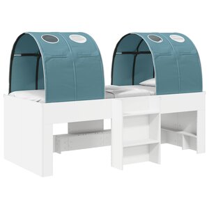 vidaXL Lit Haut pour Enfants avec Tunnel Blanc et bleu clair