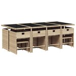 vidaXL Ensemble à manger de jardin coussins 13 Pièces mélange beige rotin