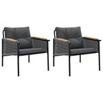 vidaXL Chaises de jardin avec coussins lot de 2 noir acier