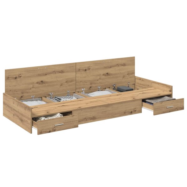 vidaXL Cadre de lit Chêne artisanal 98 5 x 200 cm Bois d'ingénierie
