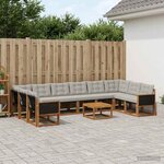 vidaXL Ensemble de canapés d'extérieur 11 pc Naturel et Gris clair