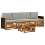 vidaXL Ensemble de canapés d'extérieur 5 pc Naturel et gris clair
