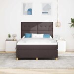 vidaXL Lit à ressort LED avec matelas Marron foncé 160 x 200 cm tissu