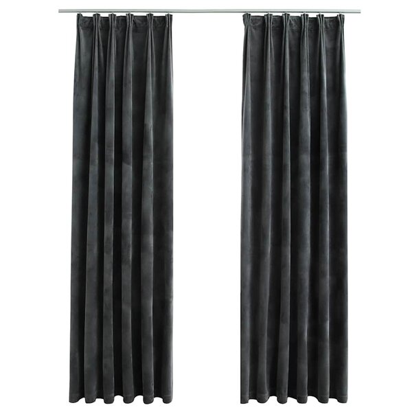 vidaXL Rideaux occultants et crochet 2Pièces Velours Anthracite 140x245cm