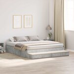vidaXL Cadre de lit avec rangement Gris béton 236.5 x 200 x 31.5 cm