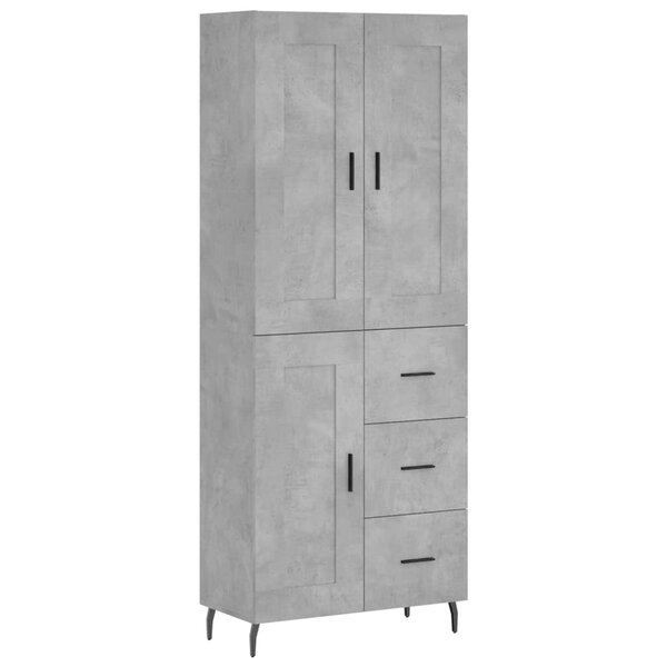 vidaXL Buffet haut Gris béton 69 5x34x180 cm Bois d'ingénierie