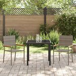vidaXL Ensemble de salle à manger pour jardin 3 Pièces Gris Poly rotin