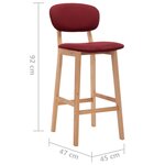vidaXL Tabourets de bar lot de 2 rouge bordeaux tissu