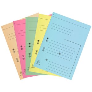 Chemises dossier 2 rabats préimprimée capacité de 200 feuilles A4, carte 240 x 320 mm, Assortis (paquet 25 unités)