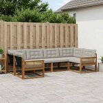 vidaXL Ensemble de canapés d'extérieur 6 Pièces Naturel et gris clair
