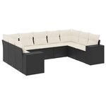 vidaXL Salon de jardin 9 Pièces avec coussins noir résine tressée