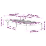 vidaXL Cadre de lit avec tables de chevet Brun cire 90 x 220 cm