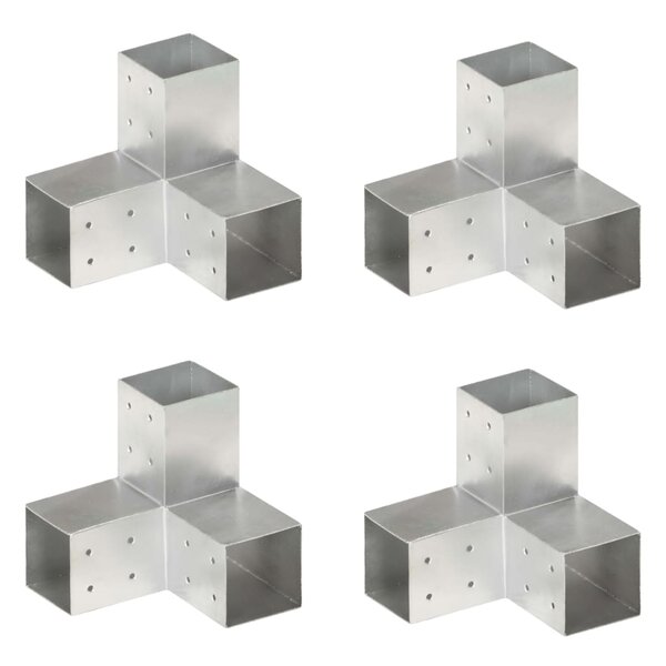 vidaXL Connecteurs de poteau 4 Pièces Forme en Y Métal galvanisé 81x81 mm