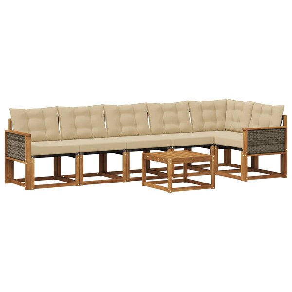 vidaXL Ensemble de canapés d'extérieur 7 pc Naturel et Beige