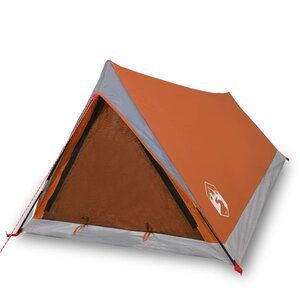 vidaXL Tente de camping 2 personnes gris et orange imperméable