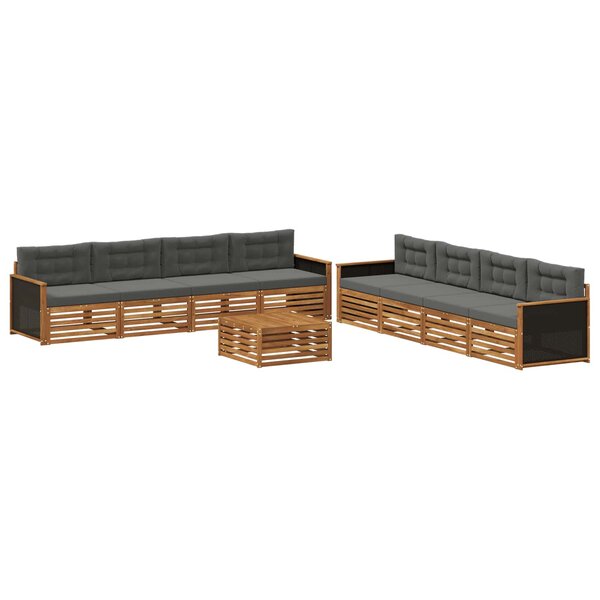 vidaXL Ensemble de canapés d'extérieur 9 pc Naturel et Anthracite