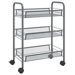 vidaXL Chariot de cuisine à 3 niveaux Gris 46x26x64 cm Fer