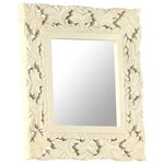 vidaXL Miroir sculpté à la main Blanc 50x50 cm Bois de manguier massif