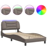 vidaXL Cadre de lit avec lumières LED taupe 80x200 cm tissu