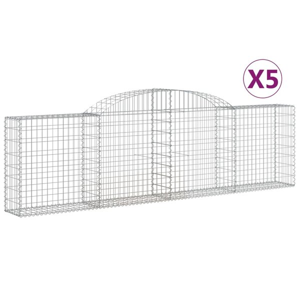 vidaXL Paniers à gabions arqués 5 Pièces 300x30x80/100 cm fer galvanisé