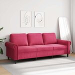 vidaXL Canapé à 3 places Rouge bordeaux 180 cm Velours