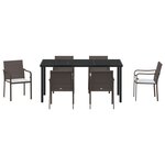Set de salle à manger de jardin 7 pièces avec coussins en rotin poly marron