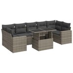 vidaXL Salon de jardin 8 Pièces avec coussins gris résine tressée