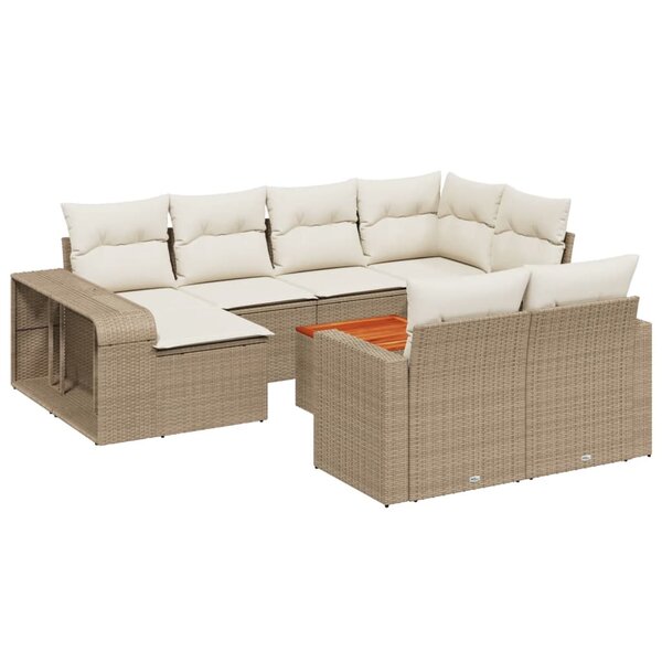 vidaXL Salon de jardin 11 Pièces avec coussins beige résine tressée