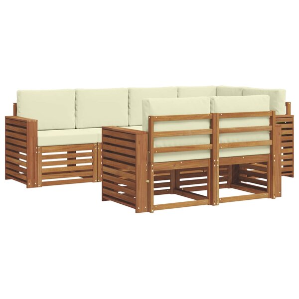 vidaXL Ensemble de canapés d'extérieur 7 pc Naturel et Crème Polyester
