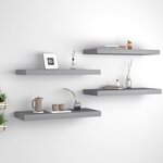 vidaXL Étagères murales flottantes 4 Pièces Gris 60x23 5x3 8 cm MDF