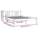 vidaXL Cadre de lit sans matelas gris bois massif 140x200 cm