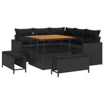 vidaXL Ensemble de 8 pièces de canapés de jardin avec coussins en poly rotin noir d'acacia