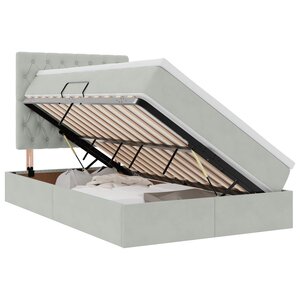 vidaXL Lit de rangement LED avec matelas Gris clair 120 x 200 cm