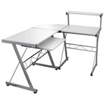 Bureau table poste de travail meuble d'ordinateur informatique étude d'ordinateur d'angle 132 x 112 x 99 cm bois ingénierie blanc 02_0023730