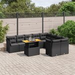 vidaXL Salon de jardin 10 Pièces avec coussins noir résine tressée
