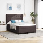 vidaXL Lit à ressorts avec matelas Marron foncé 140 x 200 cm tissu